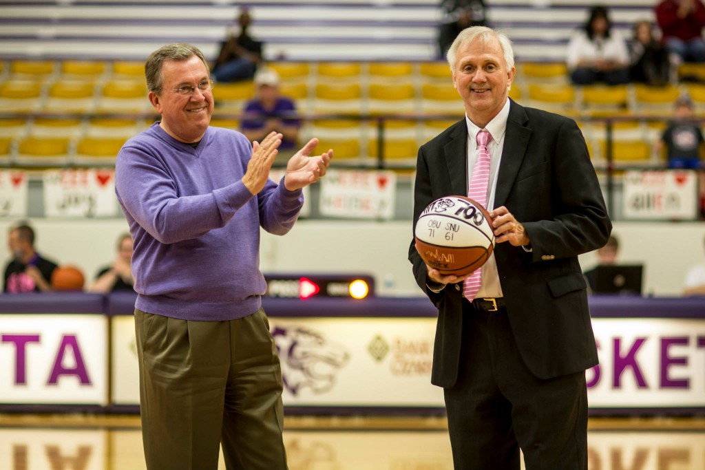 Coach Gary Crowder is honored at halftime of his 701st win as a head coach. Coach Gary Crowder was presented with a game ball commemorating his  700th win. 