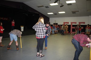 Students participate in the dizzy bat race. Photo courtesy of Kyndall Miller.