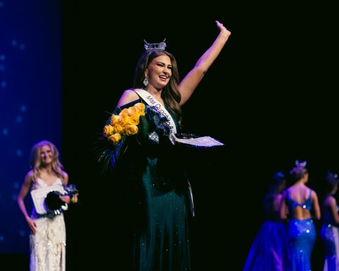Anna Derby with a big smile after being crowned Miss OBU | Photo by Matthew Correll