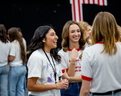 Girls enjoy rush week conversations at the EEE rush party night one | Photo by Joshua Rhine
